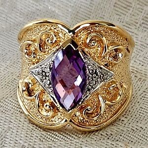 STUNNING Ross-Simons 18KT/925 Sterling Silver Alexandrite Diamond Etruscan Ring